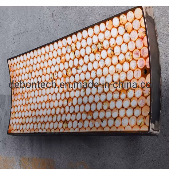 Plaquettes d'usure en céramique à support en caoutchouc en céramique composite